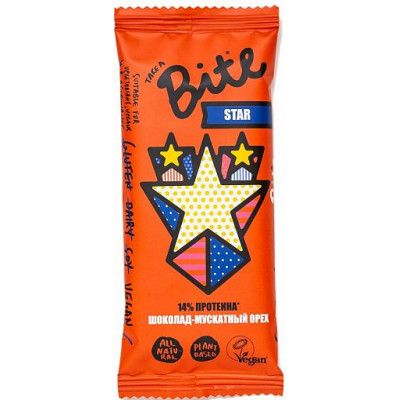Батончик с протеином STAR Шоколад-Мускатный орех, Bite, 45 г