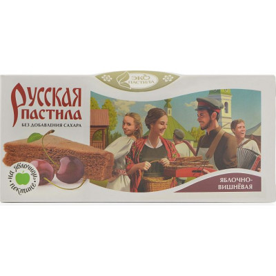 Пастила Русская Яблочно-вишневая без сахара, Эко Пастила, 45 г