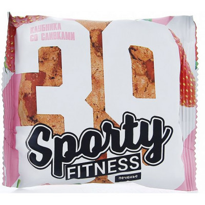 Печенье Sporty Fitness Клубника со сливками, Sporty, 70 г Печенье Sporty Fitness Клубника со сливками, Sporty, 70 г