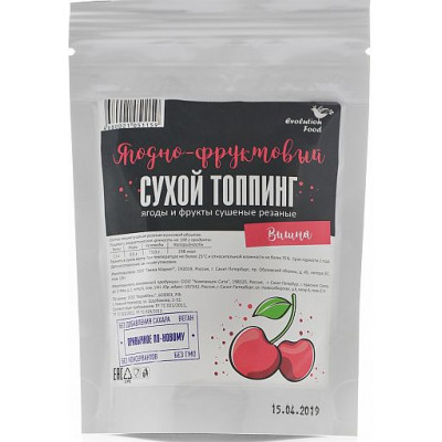 Сухой ягодный топпинг Вишня, Evolution Food, 50 г Сухой ягодный топпинг Вишня, Evolution Food, 50 г