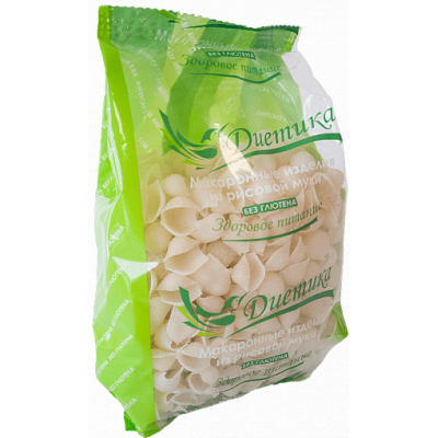 Рисовые макароны Ракушка, Диетика, 250 г Рисовые макароны Ракушка, Диетика, 250 г