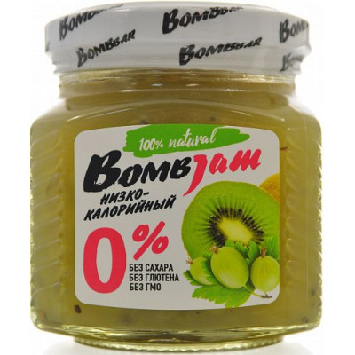 Джем низкокалорийный Киви-Крыжовник, BombJam, 250 г
