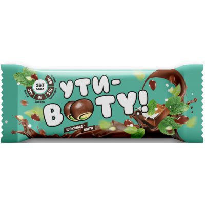Протеиновый батончик со вкусом "Шоколад-мята" с кусочками мармелада, Ути-Booty, 60 г Протеиновый батончик со вкусом "Шоколад-мята" с кусочками мармелада, Ути-Booty, 60 г