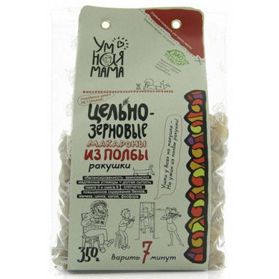 Макароны из полбы Ракушки, Умная мама, 350 г