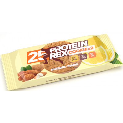 Протеиновое печенье Миндаль-лимон 25%, ProteinRex, 2*25 г Протеиновое печенье Миндаль-лимон 25%, ProteinRex, 2*25 г