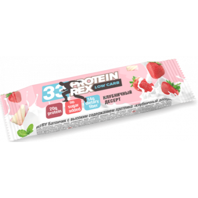 Батончик протеиновый Low Carb 33% Клубничный десерт, Proteinrex, 60 г