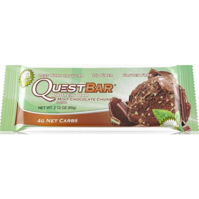 Протеиновый батончик Mint Chocolate Chunk Мята и Шоколад, Questbar, 60 г Протеиновый батончик Mint Chocolate Chunk Мята и Шоколад, Questbar, 60 г