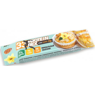 Батончик протеиновый Low Carb 33% Миндальный маффин, Proteinrex, 35 г