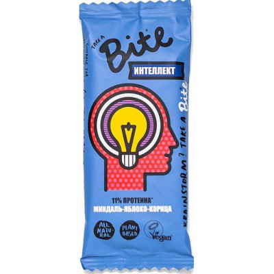 Батончик с протеином ИНТЕЛЛЕКТ Яблоко-Миндаль-Корица, Bite, 45 г