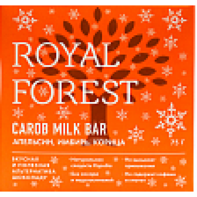 Шоколад из кэроба с апельсином, имбирем и корицей, Royal Forest, 75 г Шоколад из кэроба с апельсином, имбирем и корицей, Royal Forest, 75 г