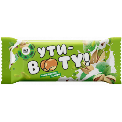 Протеиновый батончик "Фисташковое безумие" с кусочками фисташки, Ути-Booty, 60г Протеиновый батончик "Фисташковое безумие" с кусочками фисташки, Ути-Booty, 60г
