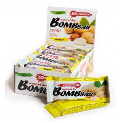 Протеиновый батончик Арахис, Bombbar, 60 г Протеиновый батончик Арахис, Bombbar, 60 г
