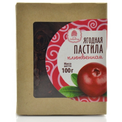 Пастила без сахара Клюквенная, Сибирский кедр, 100 г
