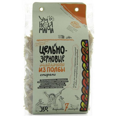Макароны из полбы Спирали, Умная мама, 350 г