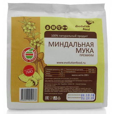 Мука миндальная, Evolution Food, 200 г Мука миндальная, Evolution Food, 200 г
