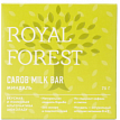 Шоколад из кэроба с миндалем, Royal Forest, 75 г Шоколад из кэроба с миндалем, Royal Forest, 75 г