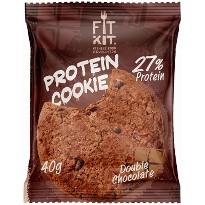 Протеиновое печенье Двойной шоколад, FitKit, 40 г Протеиновое печенье Двойной шоколад, FitKit, 40 г