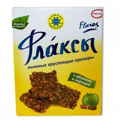Флаксы с яблоком и корицей льняные, Компас Здоровья, 150 г