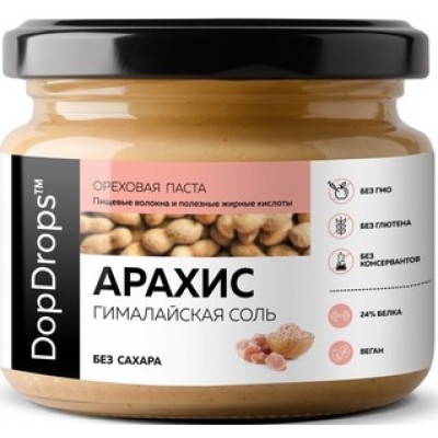 Паста Арахисовая с Гималайской розовой солью, DopDrops, 250 г, ст/б Паста Арахисовая с Гималайской розовой солью, DopDrops, 250 г, ст/б