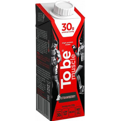 Протеиновый коктейль молочный "To Be Muscle" со вкусом Клубники со сливками, To Be, 250 г Протеиновый коктейль молочный "To Be Muscle" со вкусом Клубники со сливками, To Be, 250 г