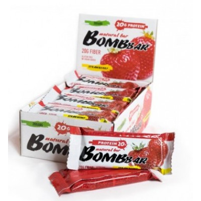 Протеиновый батончик Клубника, Bombbar, 60 г Протеиновый батончик Клубника, Bombbar, 60 г